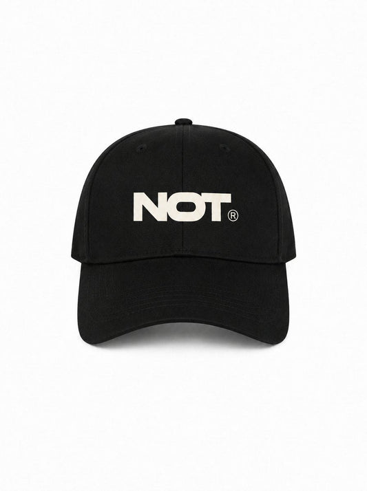 Black NOT. cap with cream front logo