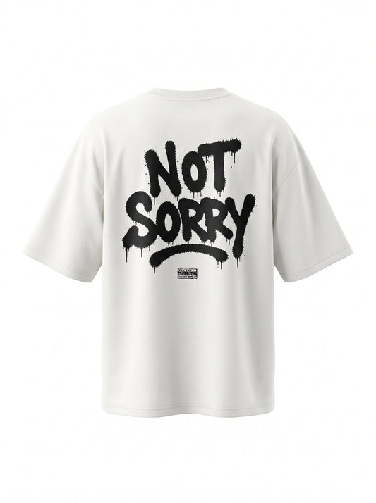 White NOT SORRY tee